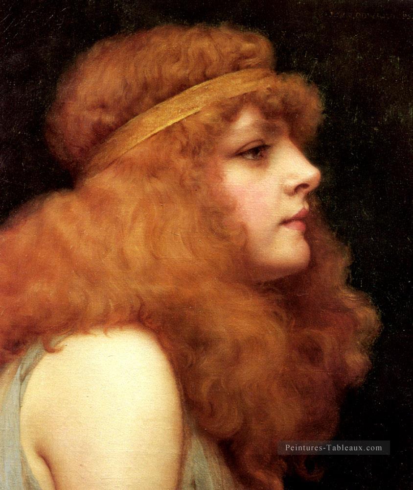 Une dame néoclassique Auburn Beauty John William Godward Peintures à l'huile